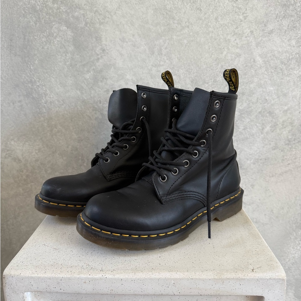 Dr. Martens Black Leather 1460W Smooth Lace-Up Boots